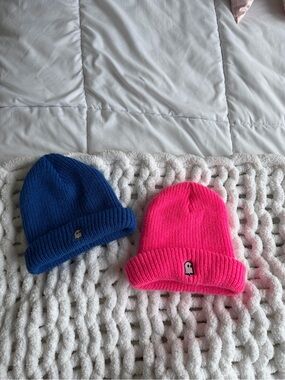 LONELY GHOST Kids Knit Beanie Hat - Hot Pink & Royal Blue